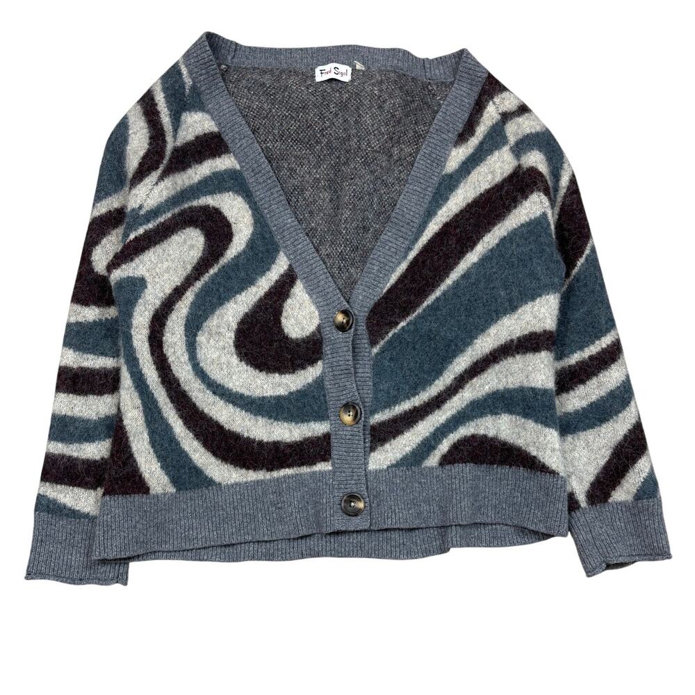 Fred Segal Swirl Alpaca Wool Blend Oversized Cardigan Sweater Women's Large